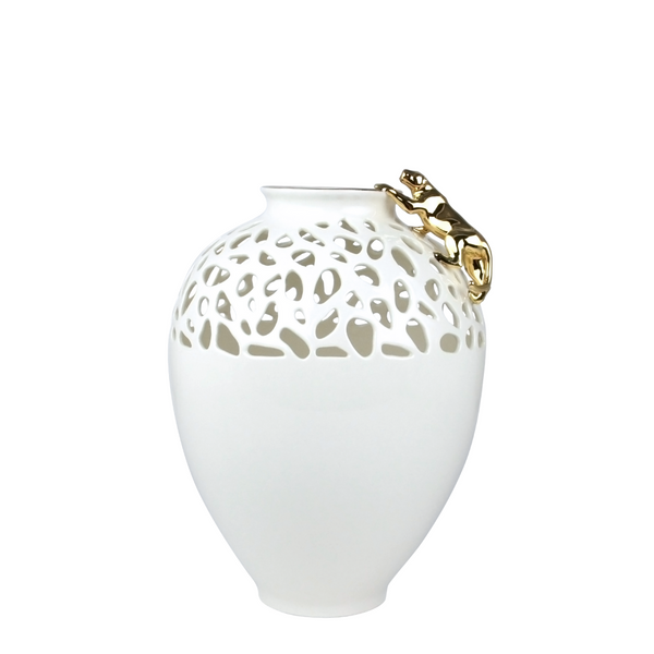 Openwork Golden Panther Vase